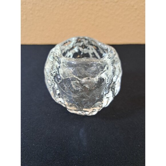 Vintage  Kosta Boda Ice Snowball Candle Holder Sweden Heavy Crystal - Picture 1 of 6